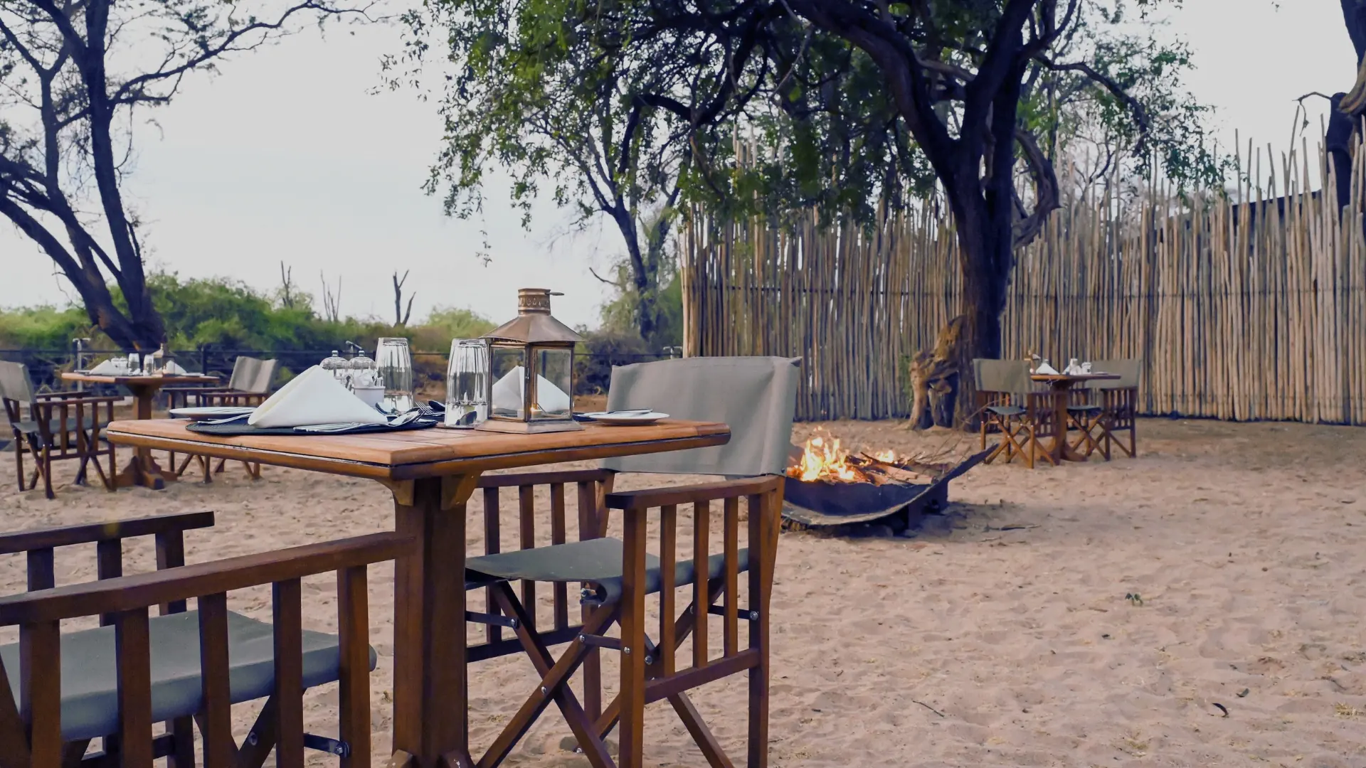 A bush dinner setting in Samburu