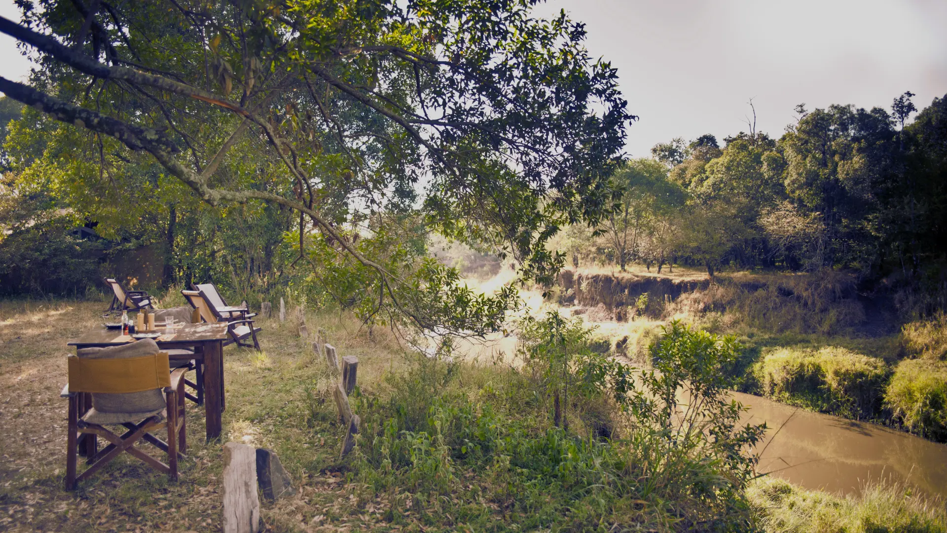 Camp terrace and pool in the Maasai Mara